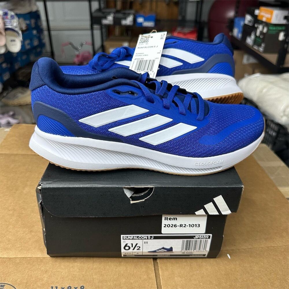 adidas Runfalcon 5 J Kids Running Shoes Blue & White Lace Up Size 6.5Y